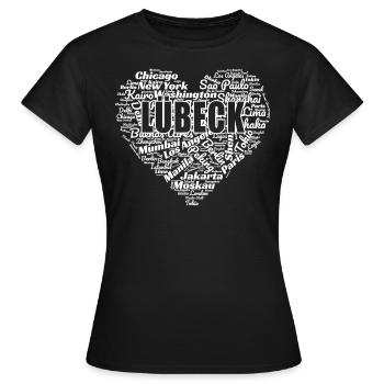 LÜBECK - Frauen T-Shirt - Schwarz - Vorne - AI Model Female 172 dark (172cm)