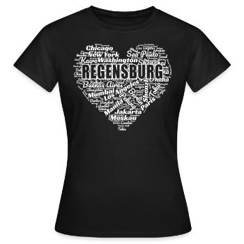 REGENSBURG - Frauen T-Shirt - Schwarz - Vorne - AI Model Female 172 dark (172cm)