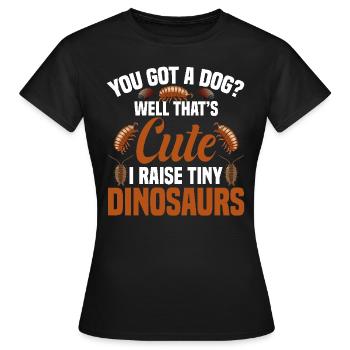 Rollie Pollie Lover Dinosaur Entomologist Pill bug - Frauen T-Shirt - Schwarz - Vorne - AI Model Female 172 dark (172cm)