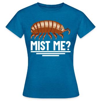 Pill Bug Owner Mist me Isopod Entomology Roly Poly - Camiseta mujer - azul zafiro antiguo jaspeado - delante - AI Model Female 172 dark (172cm)