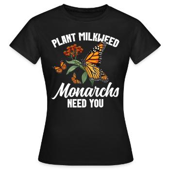 Butterflies The Monarch Milkweed Monarch Butterfly - Frauen T-Shirt - Schwarz - Vorne - AI Model Female 172 dark (172cm)