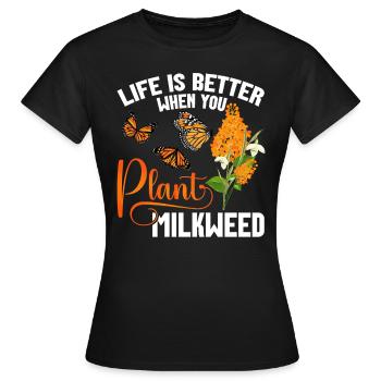 Butterflies The Monarch Butterfly Milkweed Monarch - Frauen T-Shirt - Schwarz - Vorne - AI Model Female 172 dark (172cm)