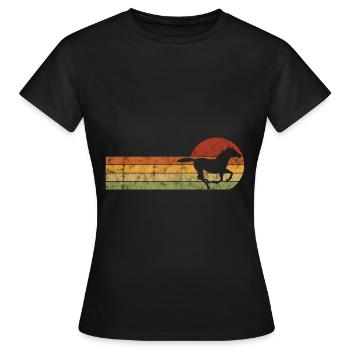 Cheval Chevaux rétro Cavaliers Poney Équitation - T-shirt Femme - noir - Devant - AI Model Female 172 dark (172cm)