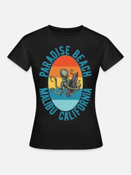 surfender Octopus malibu - Frauen T-Shirt - Schwarz