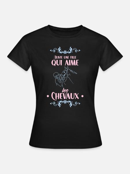 Juste Une Fille Aime Chevaux Cadeau Pour Cavalière - T-shirt Femme - noir