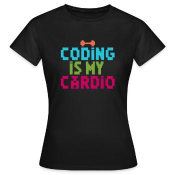Coding Is My Cardio | 8-bit Retro Programmer - Women's T-Shirt - black - Front - AI Model Female 172 dark (172cm)