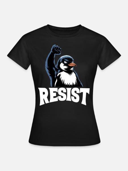 Pinguin protestiert gegen Widerstandssteuern - Frauen T-Shirt - Schwarz