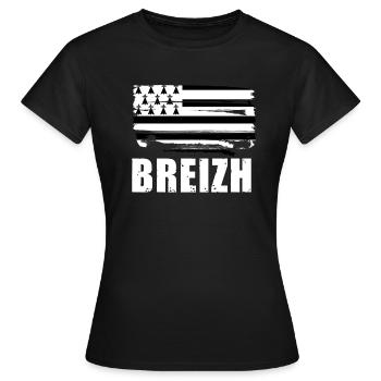 Flag of britain breizh - Women's T-Shirt - black - Front - AI Model Female 172 dark (172cm)