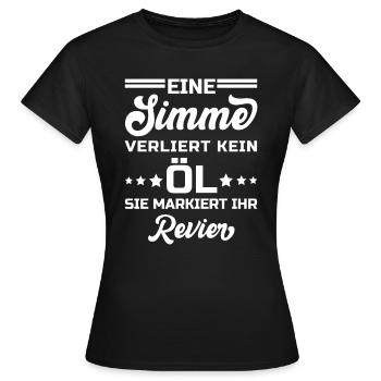 Simson Spruch Simme Moped - verliert kein Öl - Frauen T-Shirt - Schwarz - Vorne - AI Model Female 172 dark (172cm)