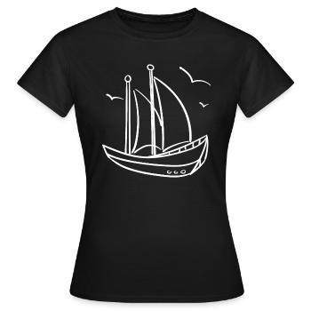 bateau à voile croquis - T-shirt Femme - noir - Devant - AI Model Female 172 dark (172cm)