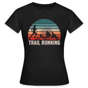 retro trail running t-shirt course en montagne - T-shirt Femme - noir - Devant - AI Model Female 172 dark (172cm)