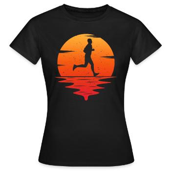 retro vintage t-shirt run running shirt runner - T-shirt Femme - noir - Devant - AI Model Female 172 dark (172cm)