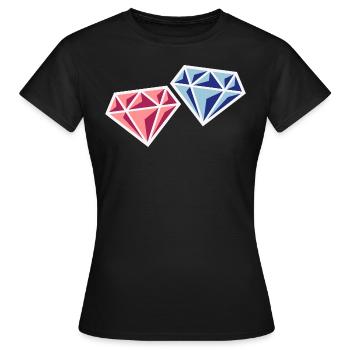 Couple de diamants (symbole de mariage de jeunes mariés / NEG) - T-shirt Femme - noir - Devant - AI Model Female 172 dark (172cm)