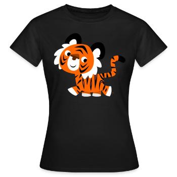 Selbstbewusster Tiger von Cheerful Madness!! - Frauen T-Shirt - Schwarz - Vorne - AI Model Female 172 dark (172cm)