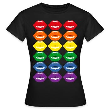 Drapeau arc-en-ciel Drapeau arc-en-ciel LBGT Pride LGBTQ - T-shirt Femme - noir - Devant - AI Model Female 172 dark (172cm)