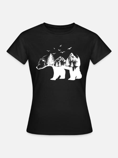 Ours montagnes sauvages et faune - T-shirt Femme - noir