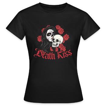 Death Kiss verliebte Skelette Totenkopf Tag der To - Frauen T-Shirt - Schwarz - Vorne - AI Model Female 172 dark (172cm)