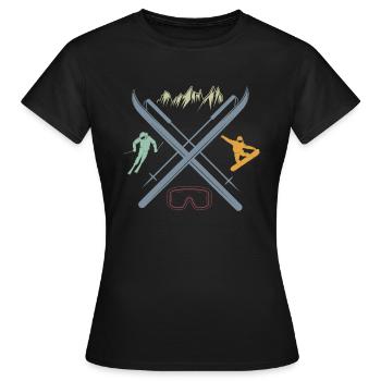 Ski und Snowboard Symbole Wintersport Liebhaber - Frauen T-Shirt - Schwarz - Vorne - AI Model Female 172 dark (172cm)