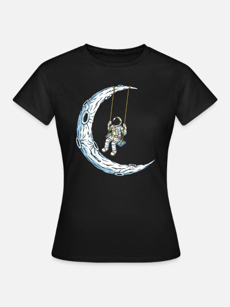 Mond Schaukel - Frauen T-Shirt - Schwarz