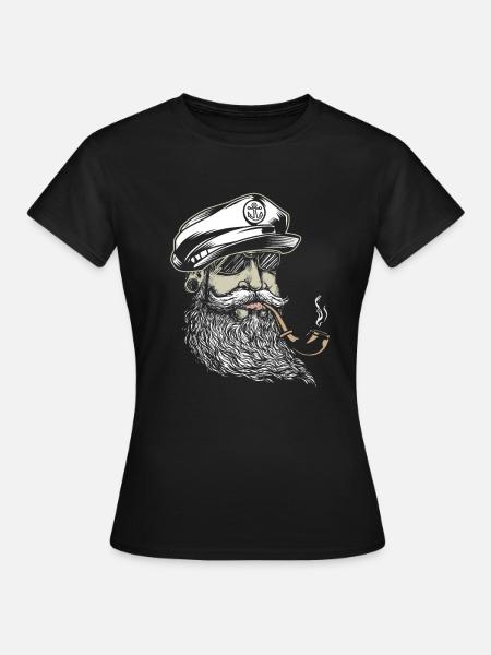 Seemann mit Pfeife - Frauen T-Shirt - Schwarz
