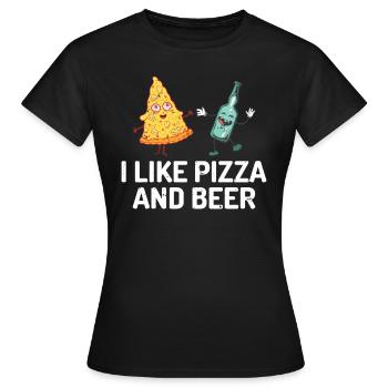 J’aime la pizza et la bière - T-shirt Femme - noir - Devant - AI Model Female 172 dark (172cm)