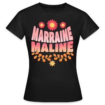 Humour Femme Marraine Maline Marraine Blagueuse - T-shirt Femme - noir - Devant - AI Model Female 172 dark (172cm)