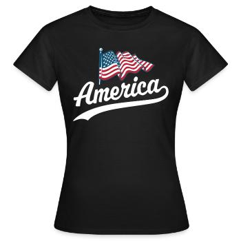 Amerika Flagge - Frauen T-Shirt - Schwarz - Vorne - AI Model Female 172 dark (172cm)