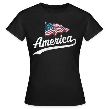 Amerika Flagge - Frauen T-Shirt - Schwarz - Vorne - AI Model Female 172 dark (172cm)