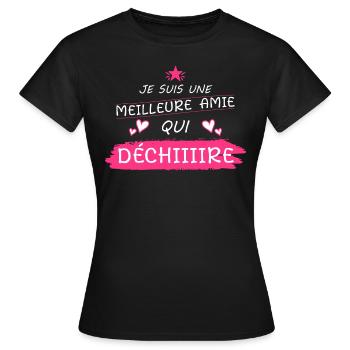 Meilleure amie - Cadeau - Amie - Anniversaire - T-shirt Femme - noir - Devant - AI Model Female 172 dark (172cm)