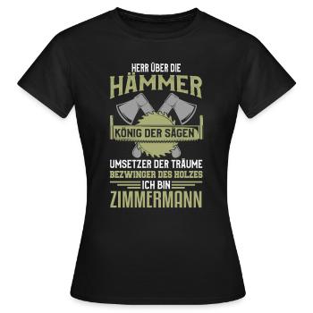 Zimmerer Zimmermann Zimmerei Schreiner Handwerker - Frauen T-Shirt - Schwarz - Vorne - AI Model Female 172 dark (172cm)