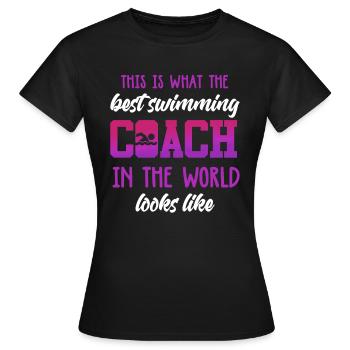 Swimming Coach Swimming Instructor Swimming Pool - Women's T-Shirt - black - Front - AI Model Female 172 dark (172cm)