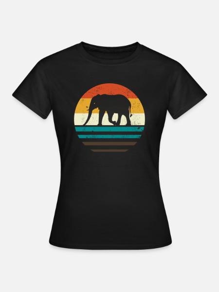 Elefant Retro - Frauen T-Shirt - Schwarz