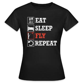 manger sommeil répéter répéter - old school rétro vintage - T-shirt Femme - noir - Devant - AI Model Female 172 dark (172cm)