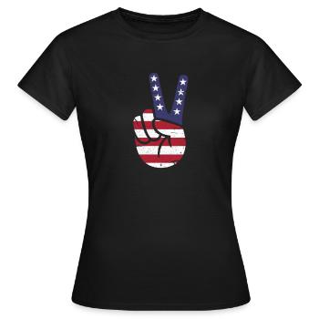 America Peace Peace Peace Sign Cadeau - T-shirt Femme - noir - Devant - AI Model Female 172 dark (172cm)