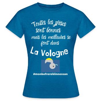 T-shirt meilleures prises dans la Vologne humour - T-shirt Femme - bleu saphir antique chiné - Devant - AI Model Female 172 dark (172cm)