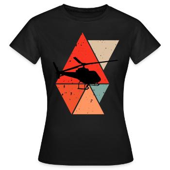 Hélicoptère pilote hélicoptère hélicoptère rétro - T-shirt Femme - noir - Devant - AI Model Female 172 dark (172cm)