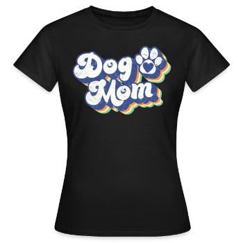 Dog Mom - Retro Dog Paw Funny Dog Lover Mom Gift - Women's T-Shirt - black - Front - AI Model Female 172 dark (172cm)