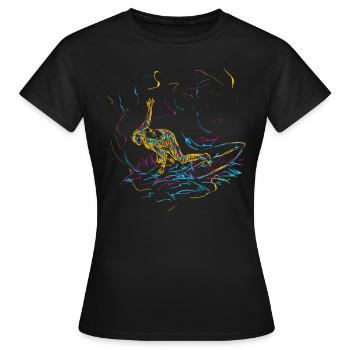 Surfen Surfing Wellenreiten - Frauen T-Shirt - Schwarz - Vorne - AI Model Female 172 dark (172cm)