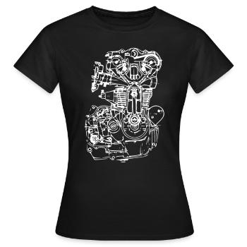 Engine Drawing Car Mechatronics Engineer Car Mechanic - Women's T-Shirt - black - Front - AI Model Female 172 dark (172cm)