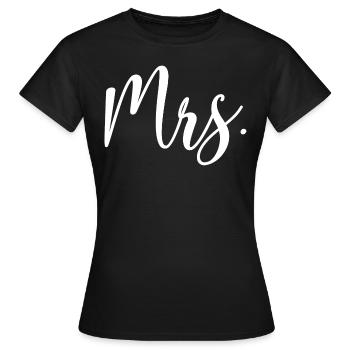 Mrs. Matching Couple Engagement Wedding Honeymoon - Women's T-Shirt - black - Front - AI Model Female 172 dark (172cm)