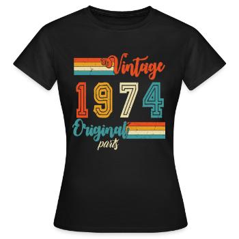 Vintage 1974 Vintage rétro cadeau d’anniversaire - T-shirt Femme - noir - Devant - AI Model Female 172 dark (172cm)