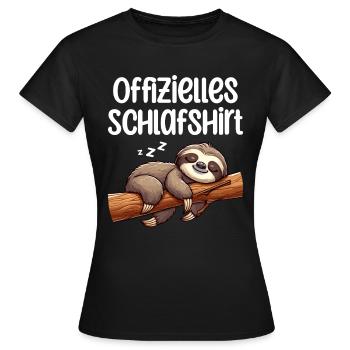 Offizielles Schlafshirt Faultier T-Shirt Pyjama - Frauen T-Shirt - Schwarz - Vorne - AI Model Female 172 dark (172cm)