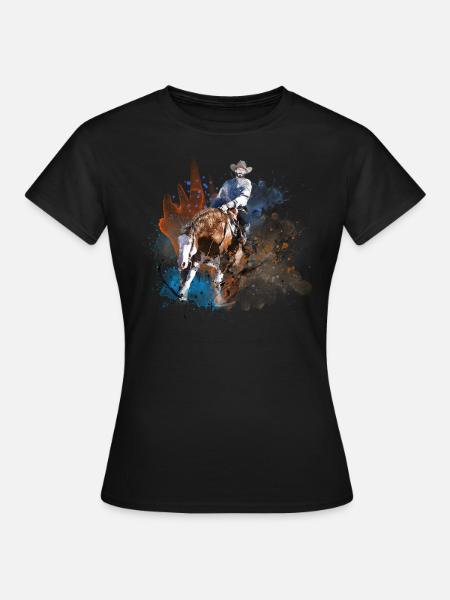Westernreiter Reining Quarter Horse Sliding Stop - Frauen T-Shirt - Schwarz
