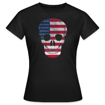 Tête de mort États-Unis - T-shirt Femme - noir - Devant - AI Model Female 172 dark (172cm)