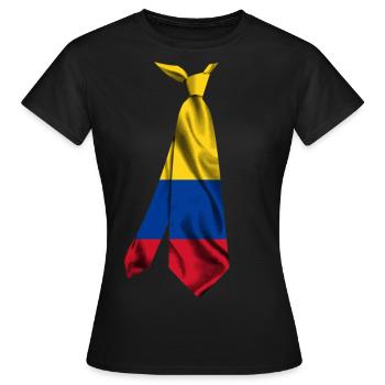 Flagge von Kolumbien gedruckt Krawatte T-shirt Design - Frauen T-Shirt - Schwarz - Vorne - AI Model Female 172 dark (172cm)