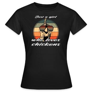 Lunettes Rétro Poulet Juste Une Fille Qui Aime Les Poulets - T-shirt Femme - noir - Devant - AI Model Female 172 dark (172cm)