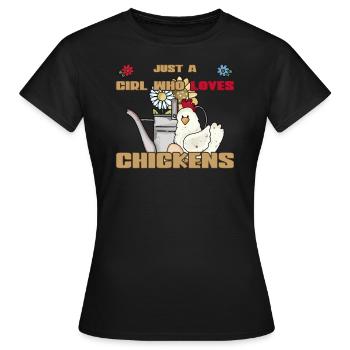 Arrosoir de poulet vintage fille qui aime les poulets - T-shirt Femme - noir - Devant - AI Model Female 172 dark (172cm)