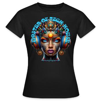 MASTER OF TECH HOUSE - Cool Princess & Headphones! - Women's T-Shirt - black - Front - AI Model Female 172 dark (172cm)
