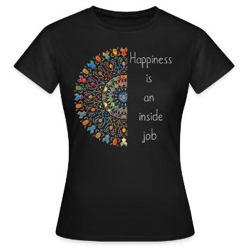 „Happiness is an inside job“ Mandala tribal zart 2 - Frauen T-Shirt - Schwarz - Vorne - AI Model Female 172 dark (172cm)