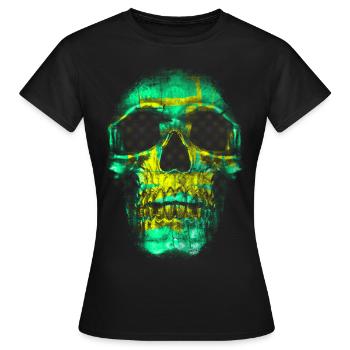 Crâne Visage Or Vert - T-shirt Femme - noir - Devant - AI Model Female 172 dark (172cm)